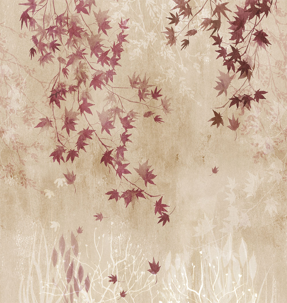 Non-woven wall mural, beige, branches, leaves, FW4026-1, Feature Walls, Decoprint