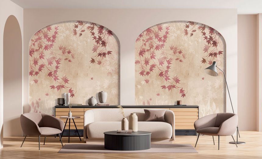 Non-woven wall mural, beige, branches, leaves, FW4026-1, Feature Walls, Decoprint
