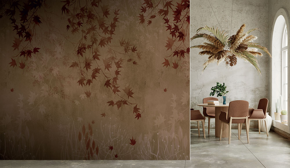 Non-woven wall mural, brown, branches, leaves, FW4026-2, Feature Walls, Decoprint