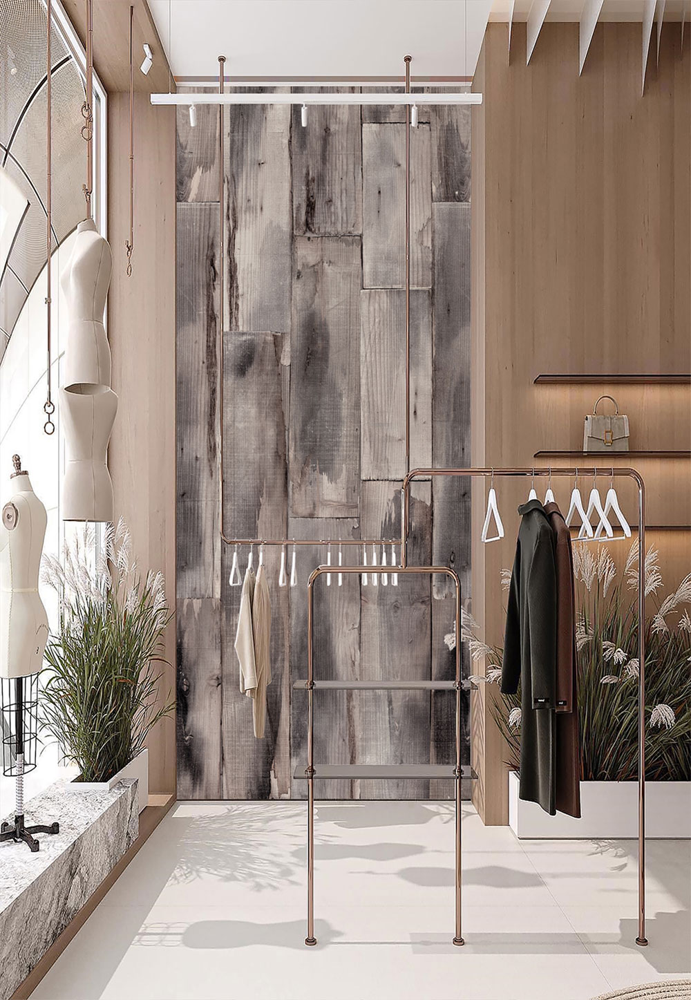 Non-woven wall mural, grey, wood, FW4051-11, Feature Walls, Decoprint