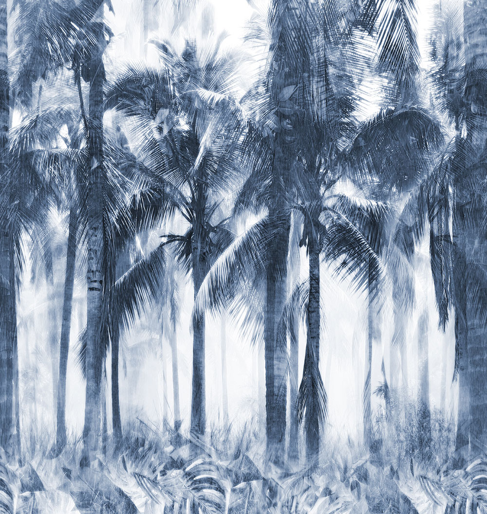 Non-woven wall mural, blue, palm trees, FW4054-2, Feature Walls, Decoprint