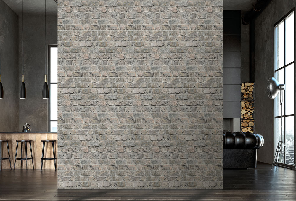 Non-woven wall mural, grey, bricks, FW4055-4, Feature Walls, Decoprint