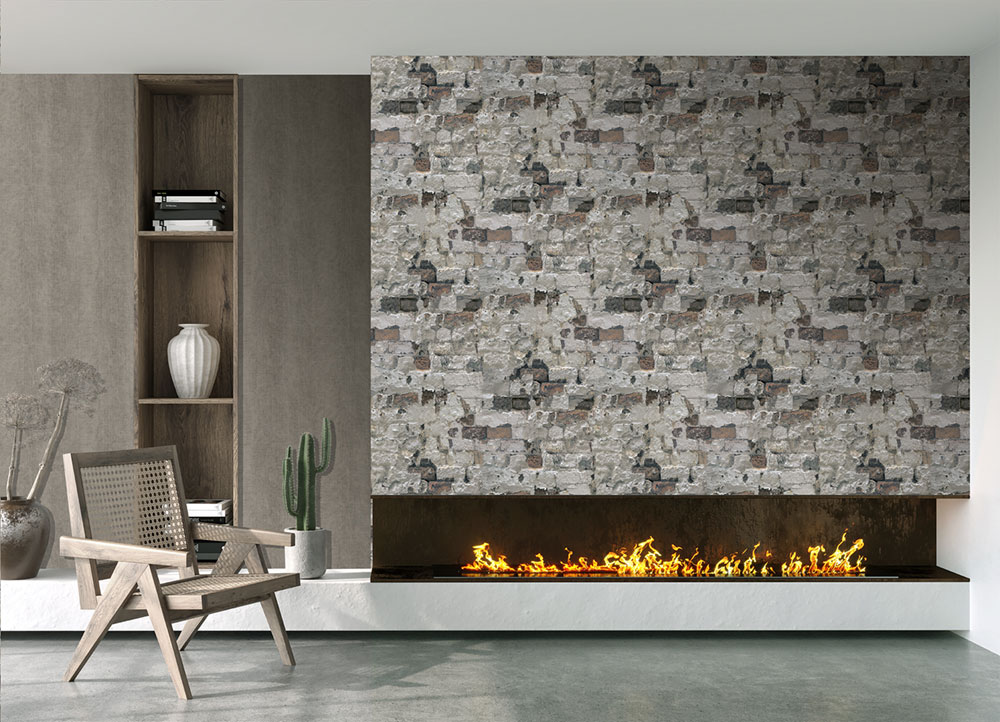 Non-woven wall mural, grey, bricks, FW4056-2, Feature Walls, Decoprint