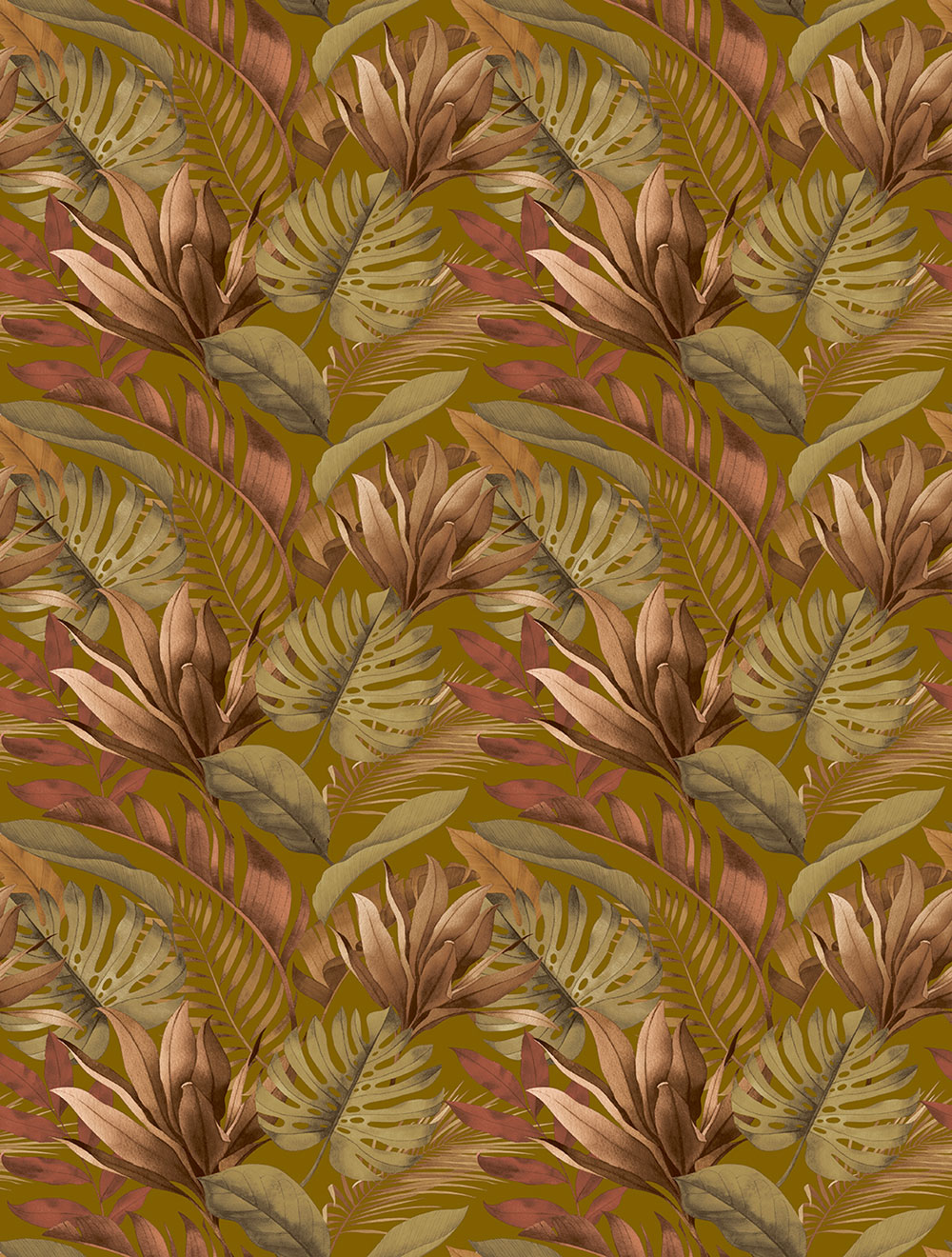 Non-woven wall mural, brown, leaves, FW4059-3, Feature Walls, Decoprint