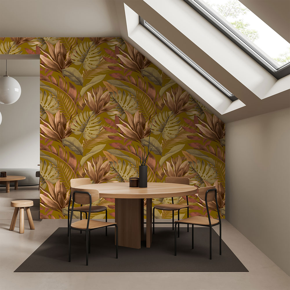 Non-woven wall mural, brown, leaves, FW4059-3, Feature Walls, Decoprint