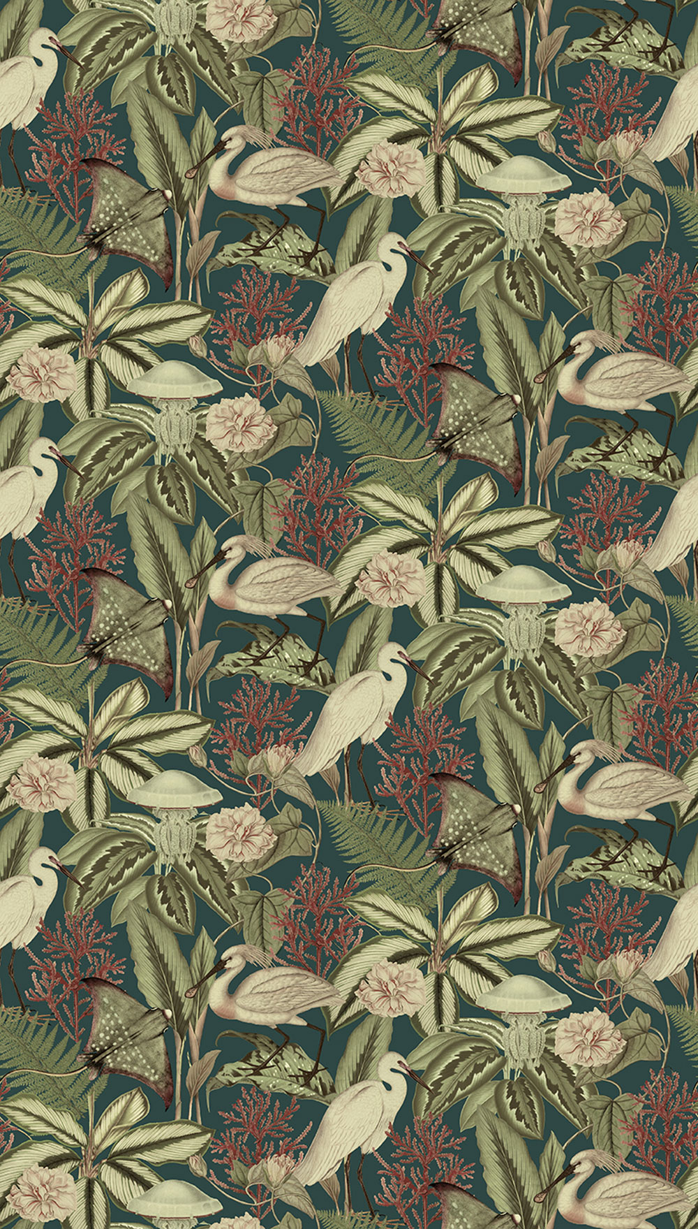 Non-woven wall mural, green, birds, leaves, FW4061-3, Feature Walls, Decoprint