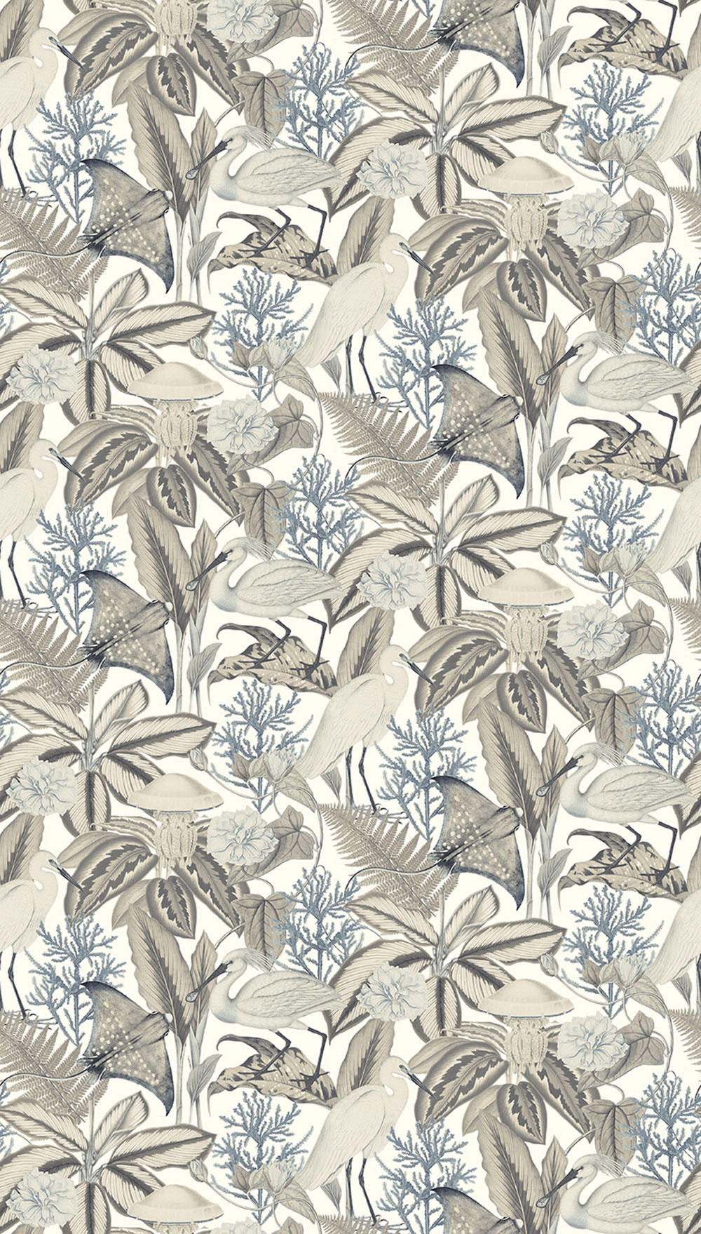 Non-woven wall mural, grey-beige, birds, leaves, FW4061-4, Feature Walls, Decoprint