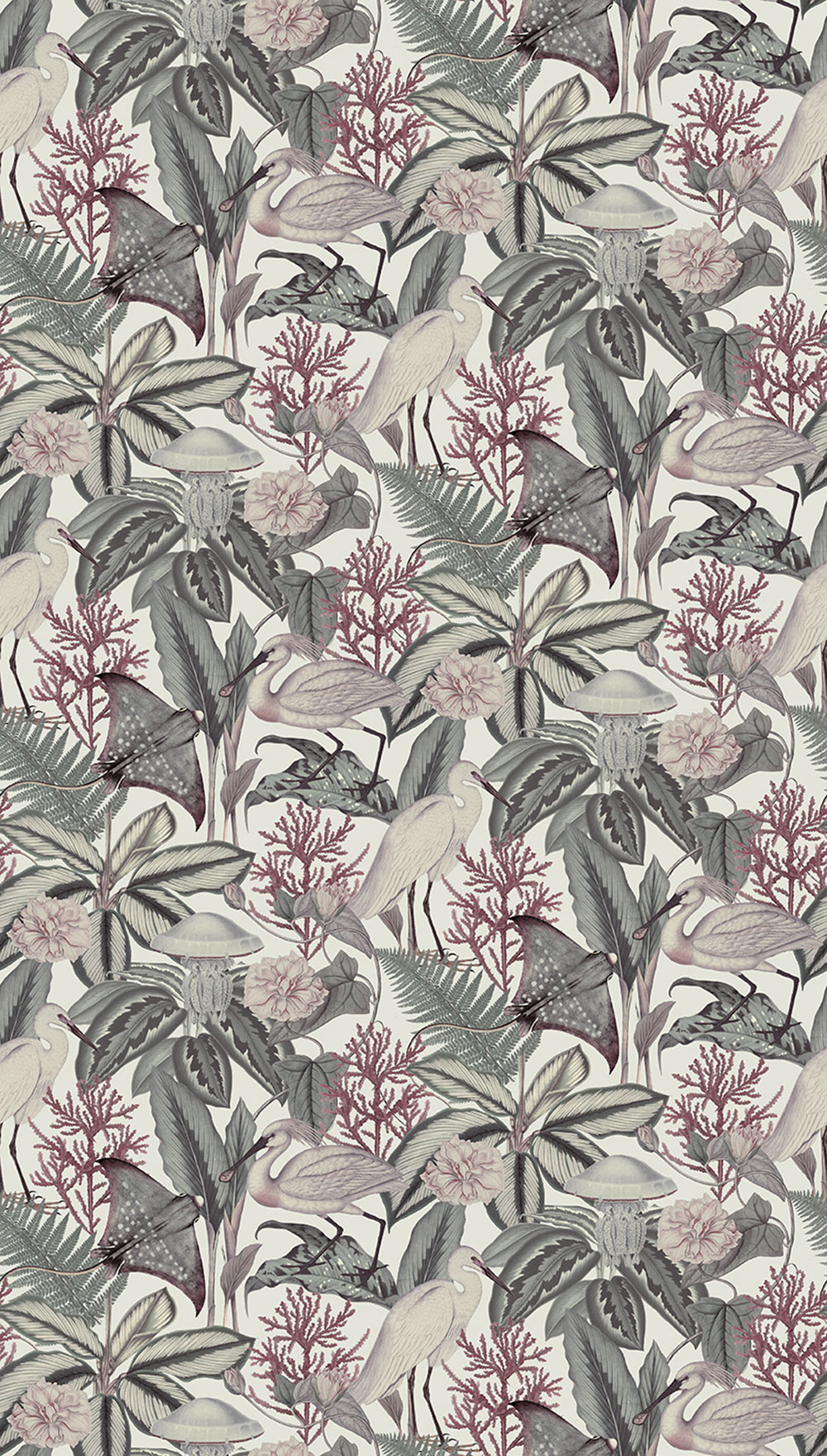 Non-woven wall mural, green, birds, leaves, FW4061-5, Feature Walls, Decoprint