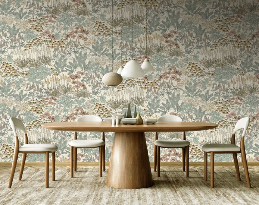 Non-woven wall mural, grey-brown, flowers, FW4062-2, Feature Walls, Decoprint