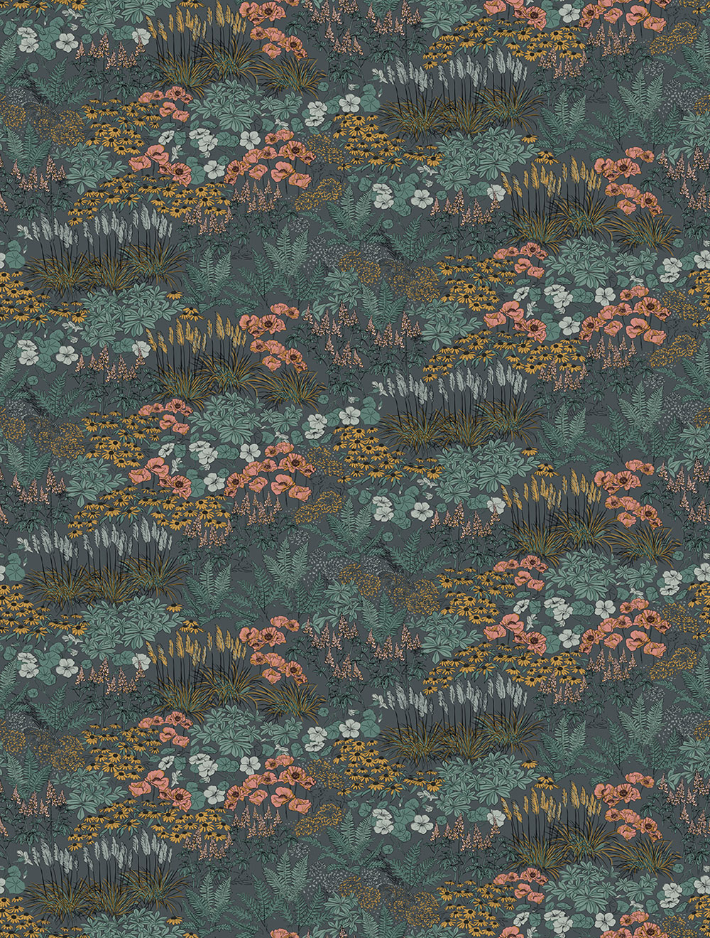 Non-woven wall mural, blue, flowers, FW4062-4, Feature Walls, Decoprint