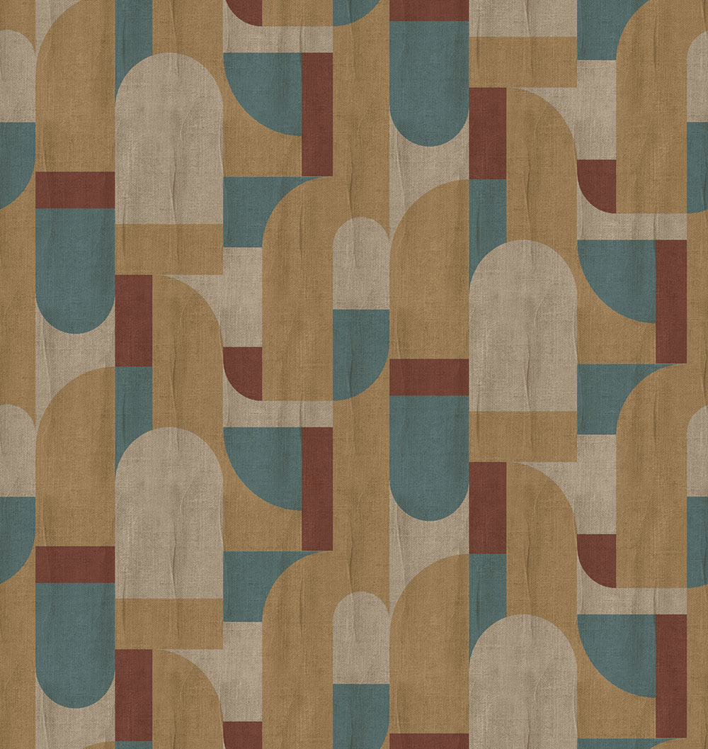 Geometric non-woven wall mural, brown-green, FW4064-2, Feature Walls, Decoprint