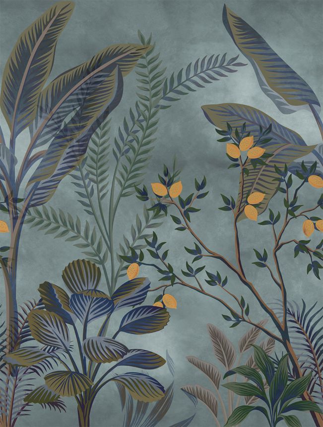 Non-woven wall mural, blue, leaves, FW4066-1, Feature Walls, Decoprint
