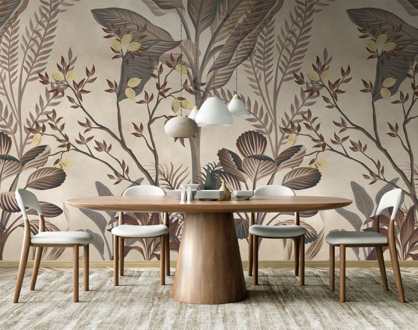 Non-woven wall mural, beige, leaves, FW4066-14, Feature Walls, Decoprint