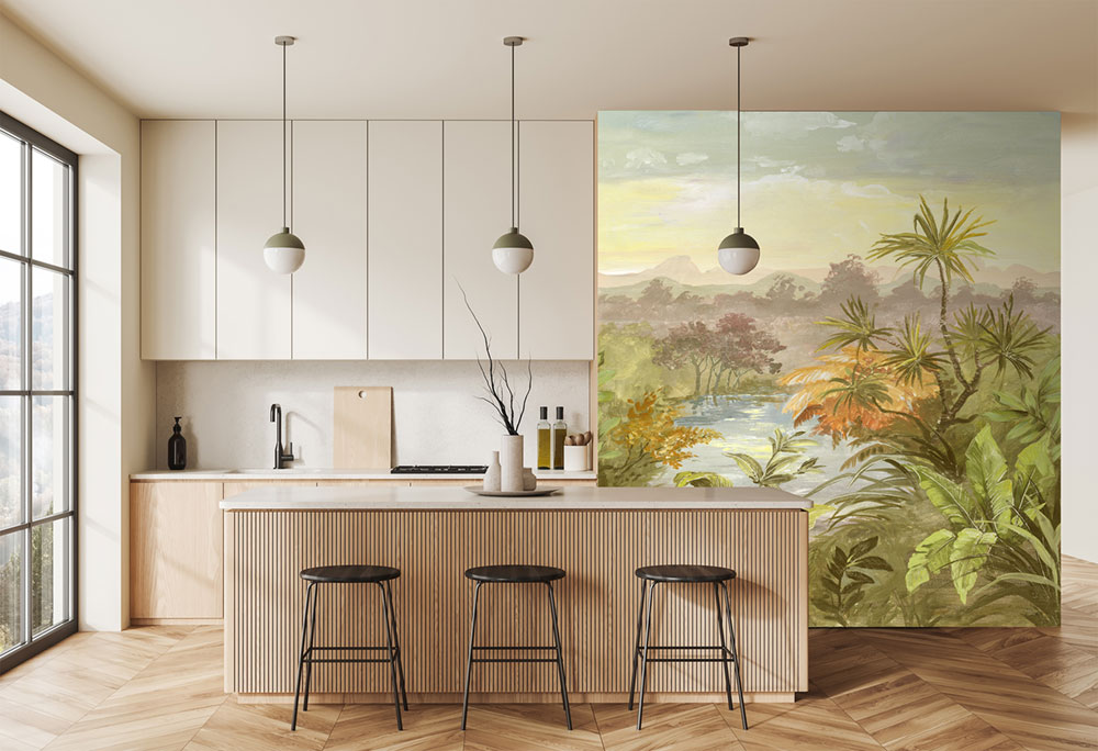 Non-woven wall mural, green, palm trees, FW4028-2, Feature Walls, Decoprint