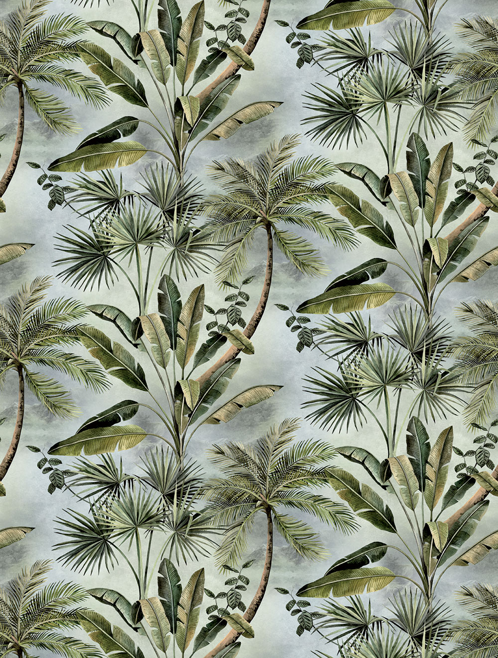 Non-woven wall mural, grey-green, palm trees, FW4030-1, Feature Walls, Decoprint