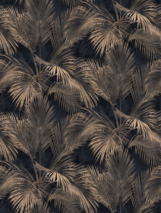 Non-woven wall mural, black-brown, palm trees, leaves, FW4034-1, Feature Walls, Decoprint
