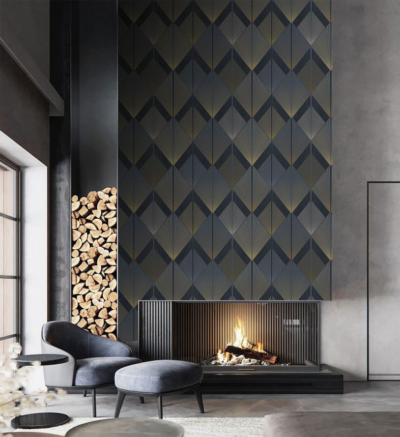 Geometric non-woven wall mural, blue, FW4035-1, Feature Walls, Decoprint