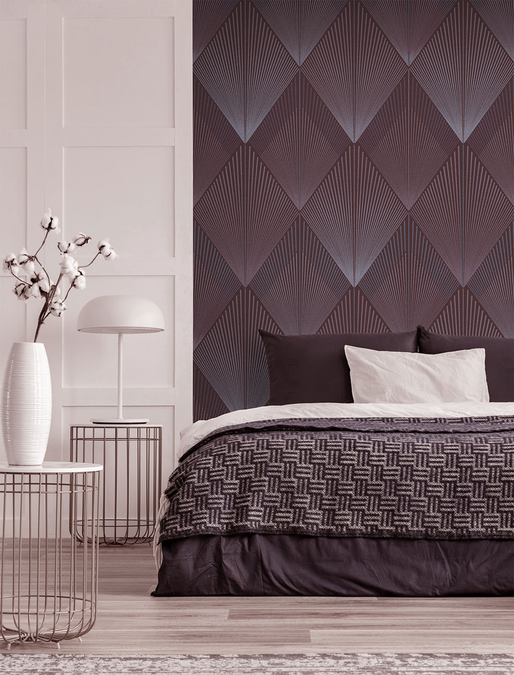 Geometric non-woven wall mural, burgundy, FW4035-2, Feature Walls, Decoprint