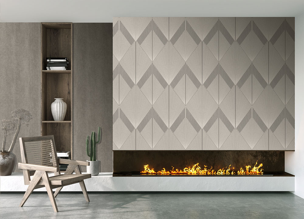Geometric non-woven wall mural, grey-beige, FW4035-5, Feature Walls, Decoprint