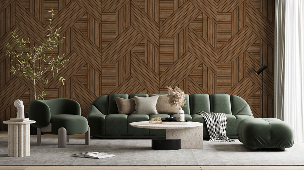 Non-woven wall mural, brown, imitation wood, slats, FW4036-4, Feature Walls, Decoprint