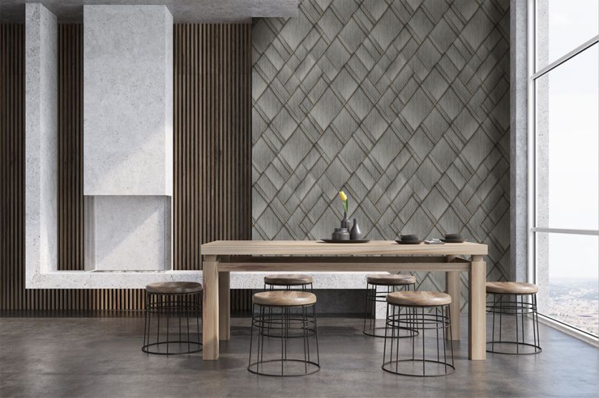 Geometric non-woven wall mural, grey, FW4037-1, Feature Walls, Decoprint