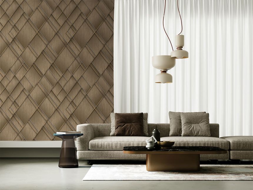 Geometric non-woven wall mural, brown, FW4037-3, Feature Walls, Decoprint