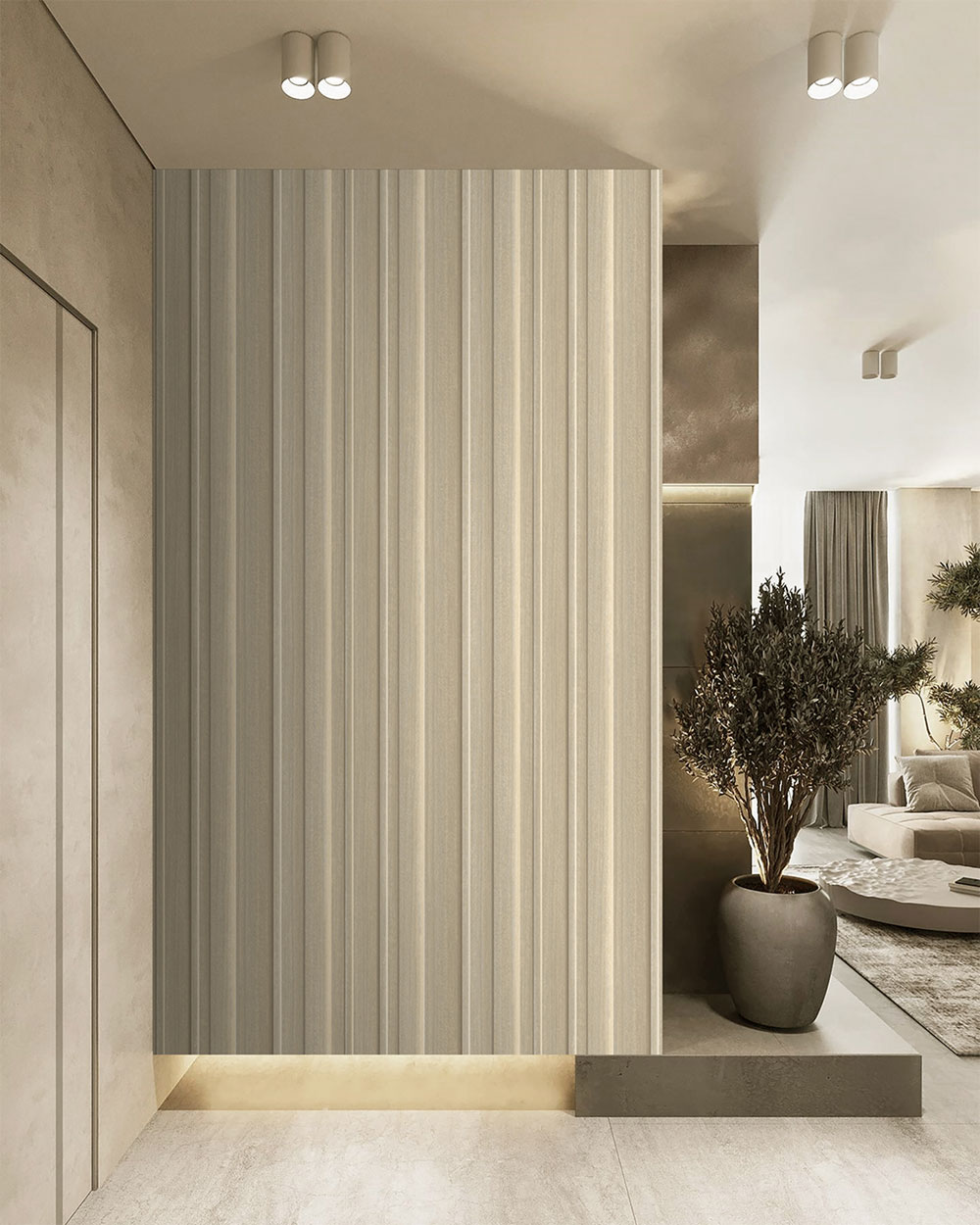 Non-woven wall mural, 3D slat imitation, beige, FW4043-1, Feature Walls, Decoprint