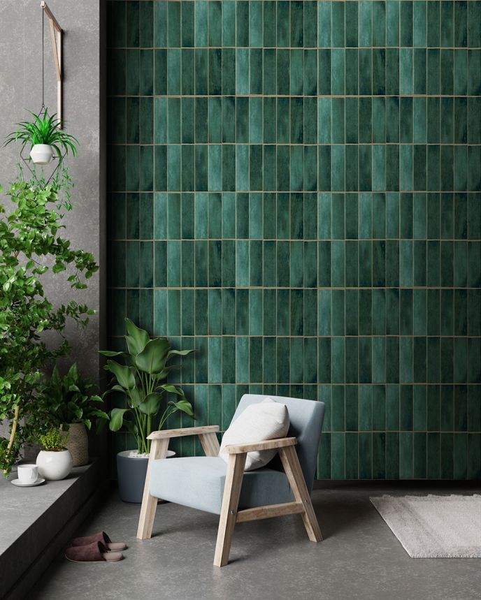 Non-woven wall mural, tiles, green, FW4045-1, Feature Walls, Decoprint