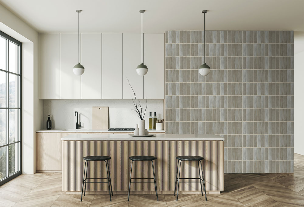 Non-woven wall mural, tiles, grey, FW4045-3, Feature Walls, Decoprint