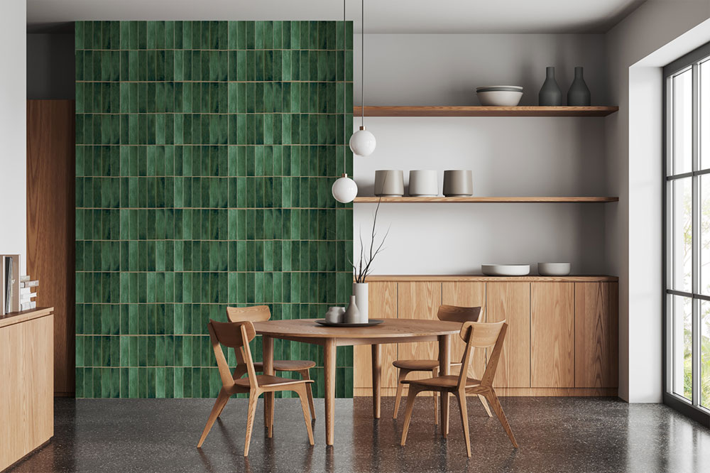 Non-woven wall mural, tiles, green, FW4045-4, Feature Walls, Decoprint