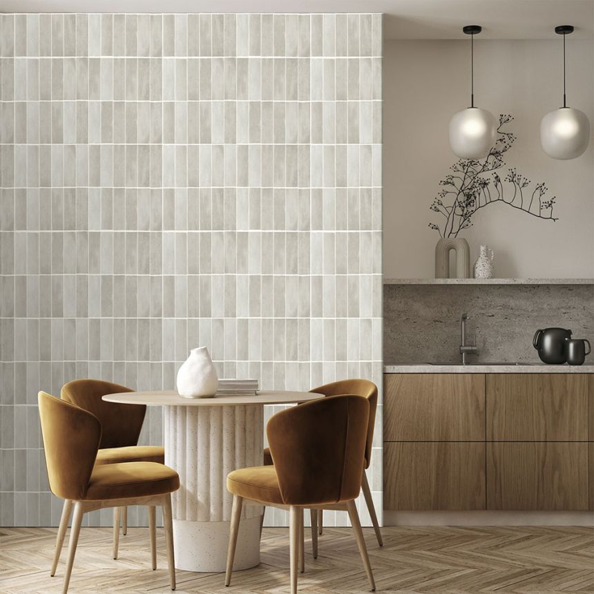Non-woven wall mural, tiles, grey, FW4045-5, Feature Walls, Decoprint