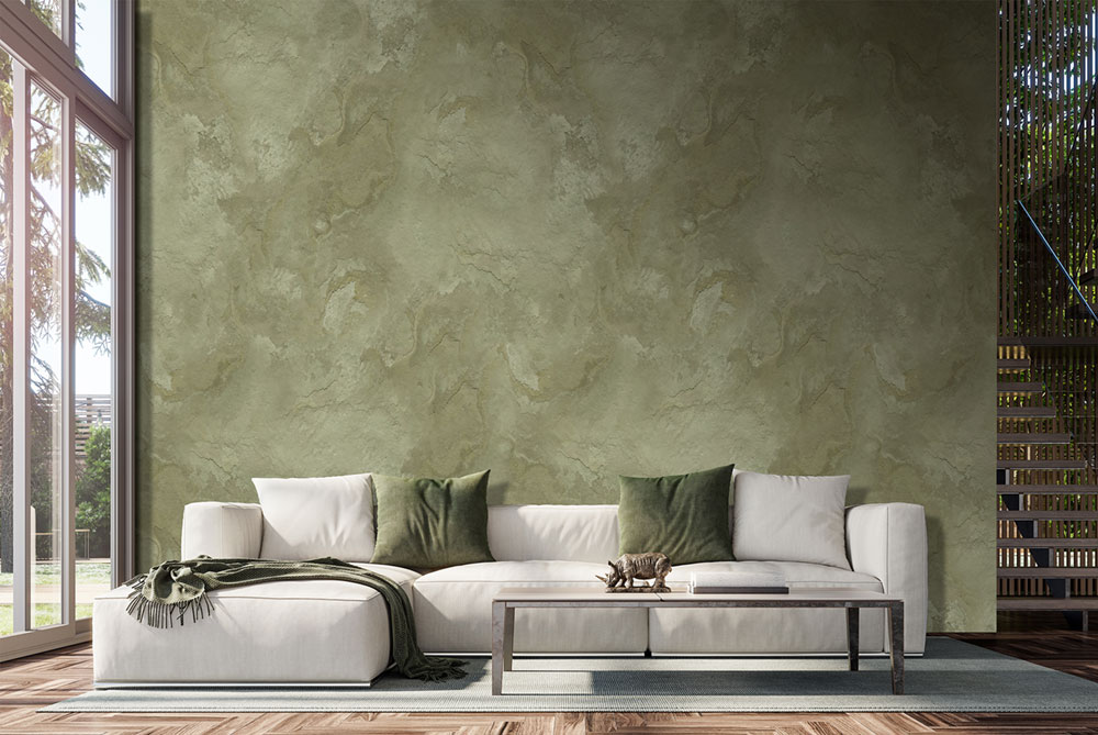 Non-woven wall mural, green, concrete, FW4047-3, Feature Walls, Decoprint