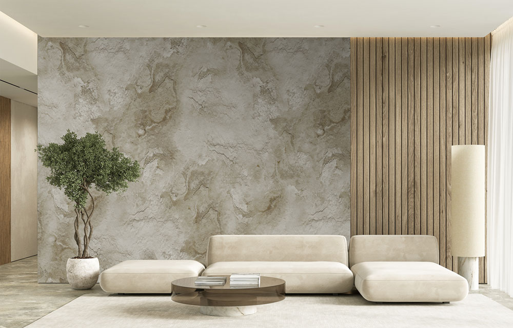 Non-woven wall mural, beige, concrete, FW4047-6, Feature Walls, Decoprint
