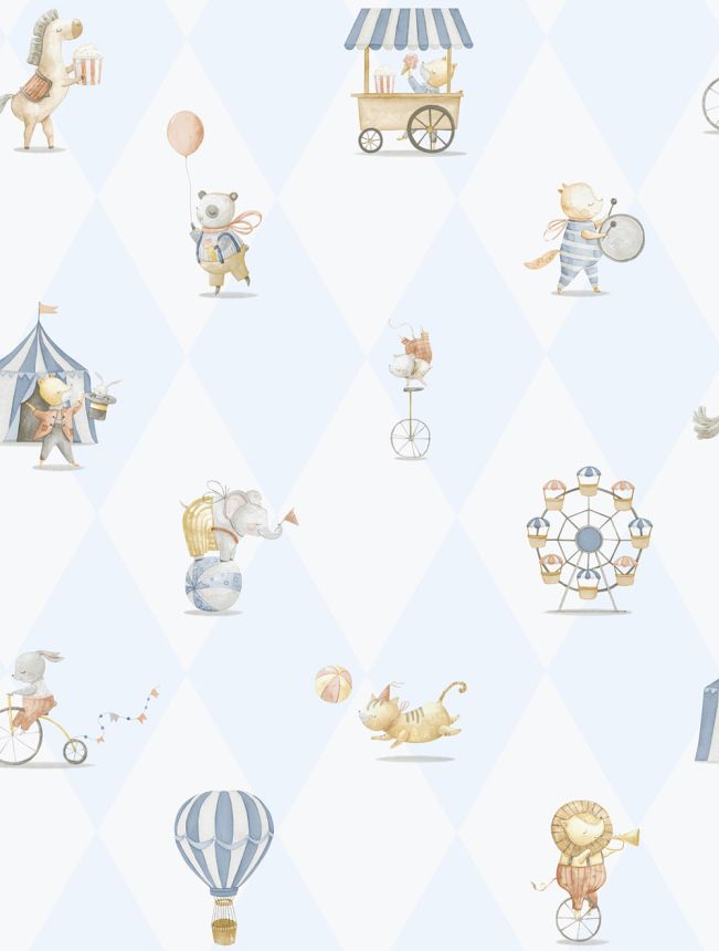 Children's non-woven wallpaper, blue, animals, 282-2, Enzo,  ICH Wallcoverings