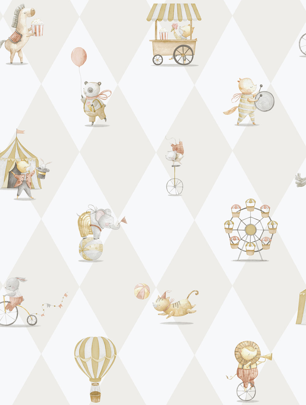 Children's non-woven wallpaper, gray-beige, animals, 282-3, Enzo,  ICH Wallcoverings