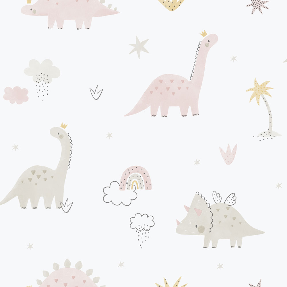 Children's non-woven wallpaper, pink, dinosaurs, 283-1, Enzo,  ICH Wallcoverings