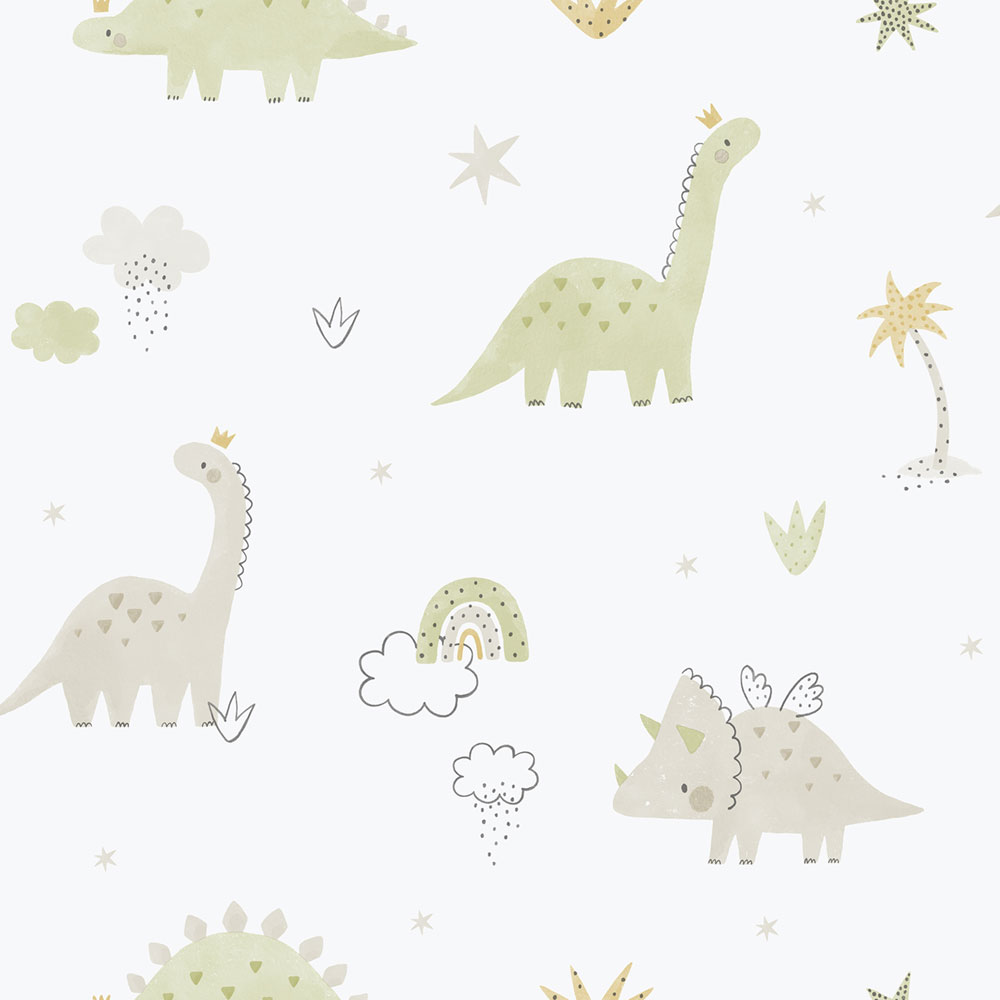 Children's non-woven wallpaper, green, dinosaurs, 283-3, Enzo,  ICH Wallcoverings