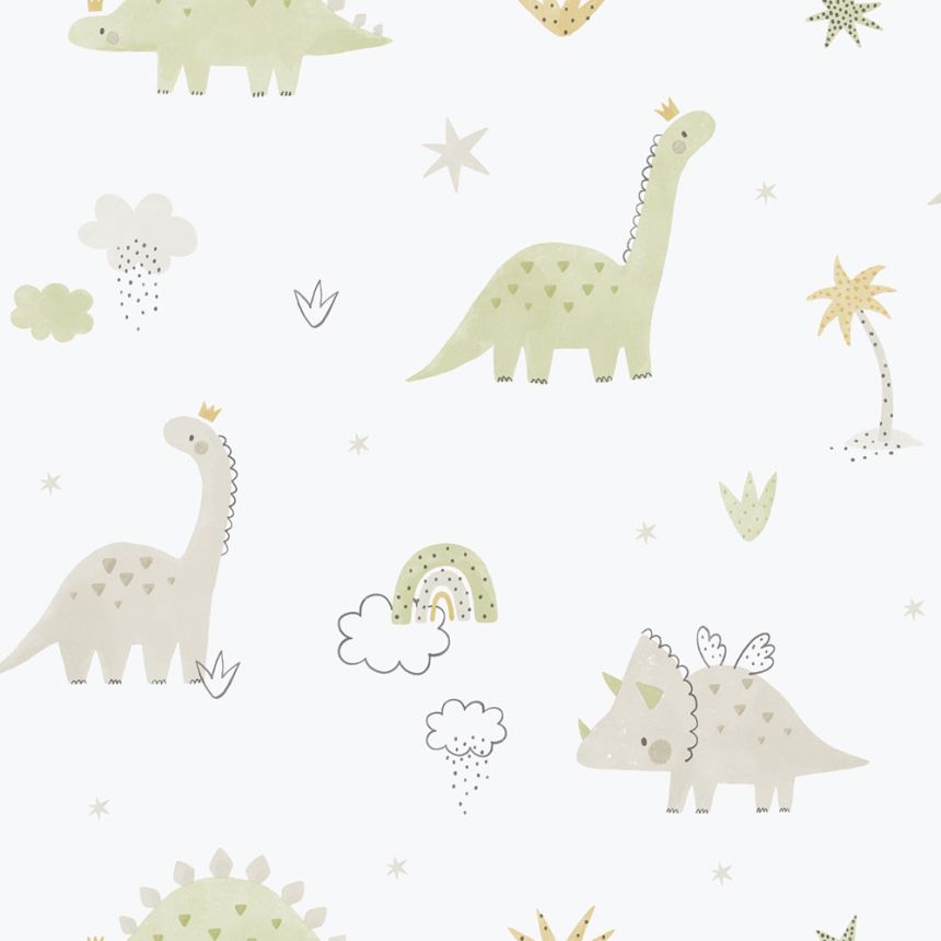 Children's non-woven wallpaper, green, dinosaurs, 283-3, Enzo,  ICH Wallcoverings