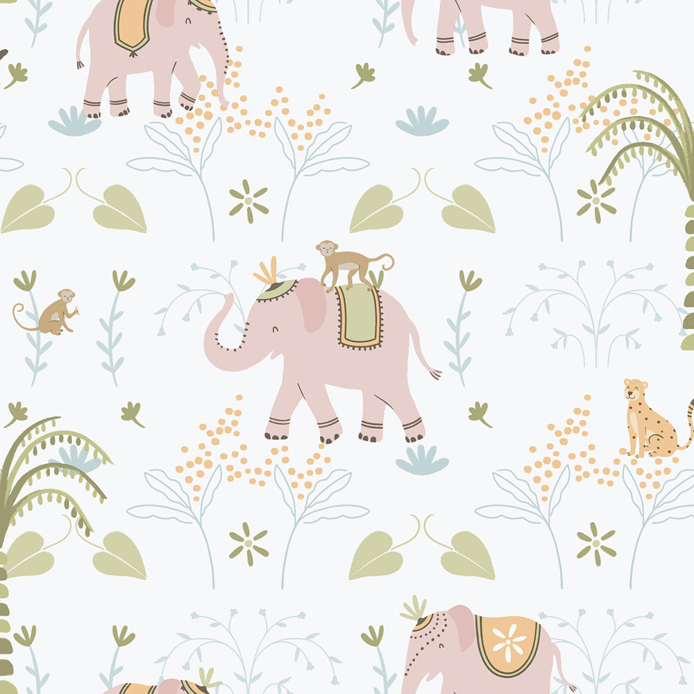 Children's non-woven wallpaper, pink, animals, 285-1, Enzo,  ICH Wallcoverings