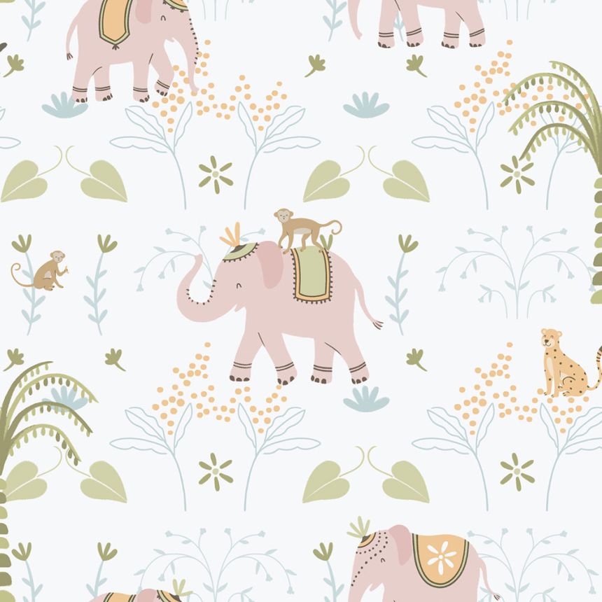 Children's non-woven wallpaper, pink, animals, 285-1, Enzo,  ICH Wallcoverings