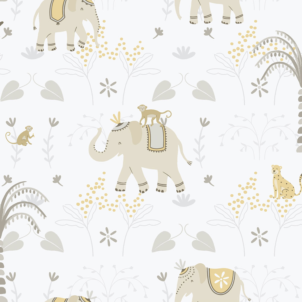 Children's non-woven wallpaper, gray-beige, animals, 285-3, Enzo,  ICH Wallcoverings