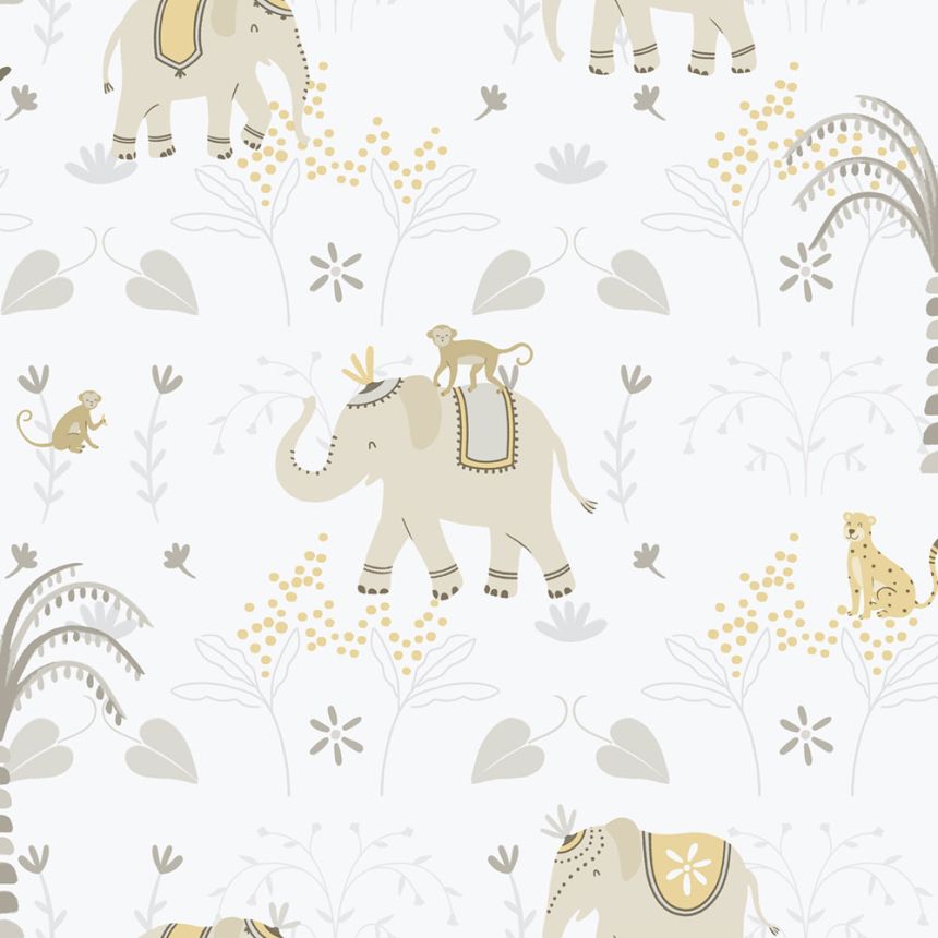 Children's non-woven wallpaper, gray-beige, animals, 285-3, Enzo,  ICH Wallcoverings