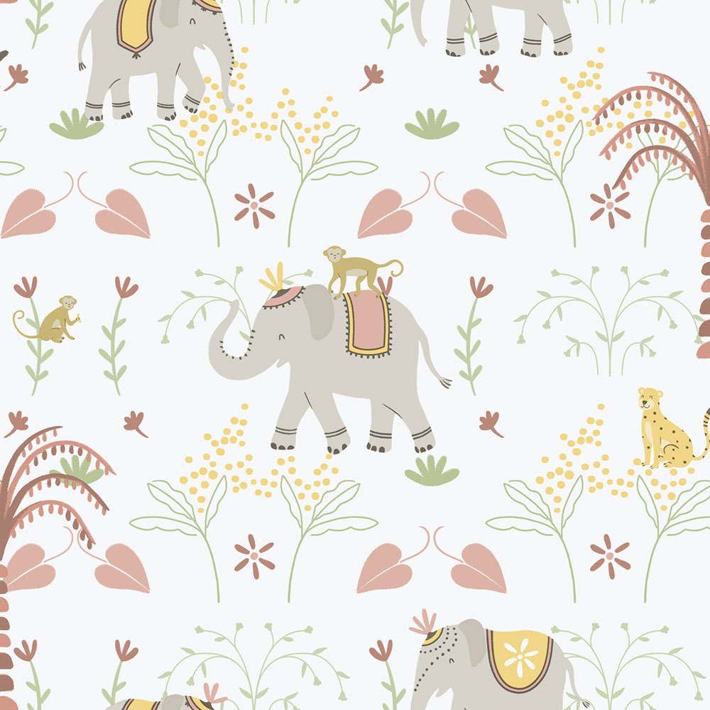 Children's non-woven wallpaper, gray-pink, animals, 285-4, Enzo,  ICH Wallcoverings