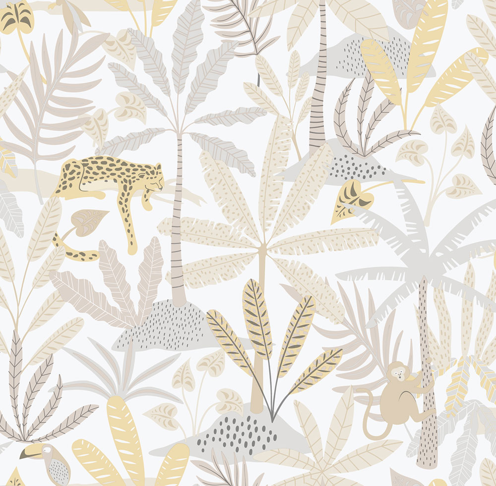 Children's non-woven wallpaper, gray-beige, jungle, 286-3, Enzo,  ICH Wallcoverings