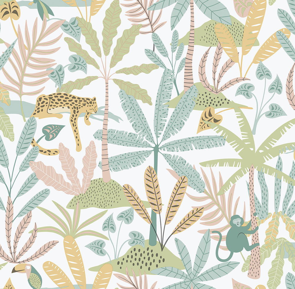Children's non-woven wallpaper, green, jungle, 286-4, Enzo,  ICH Wallcoverings