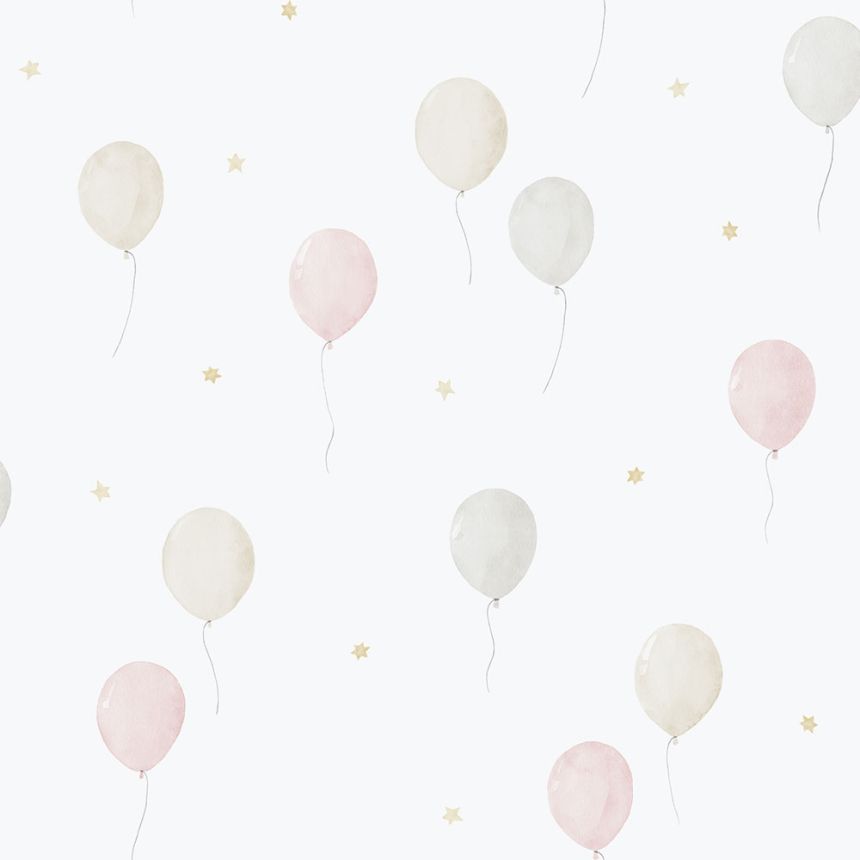 Children's non-woven wallpaper, pink, balloons, 287-1, Enzo,  ICH Wallcoverings