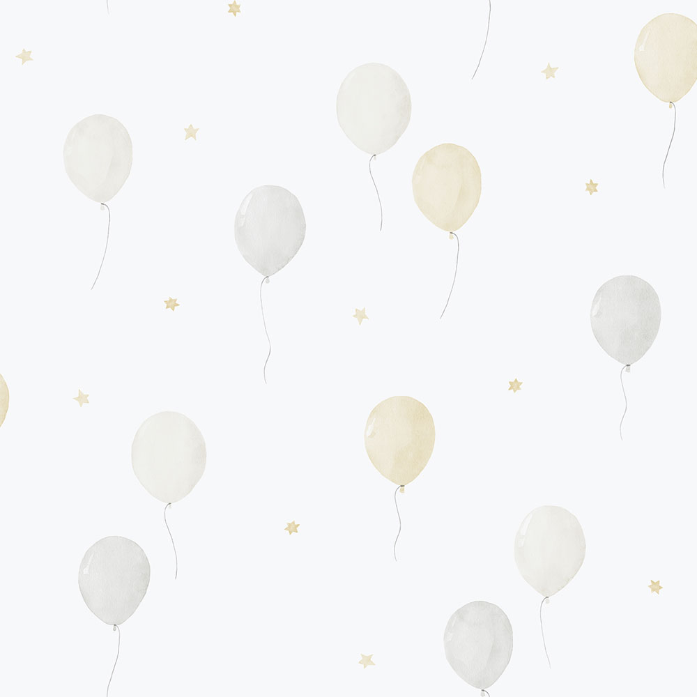 Children's non-woven wallpaper, gray-beige, balloons, 287-3, Enzo,  ICH Wallcoverings