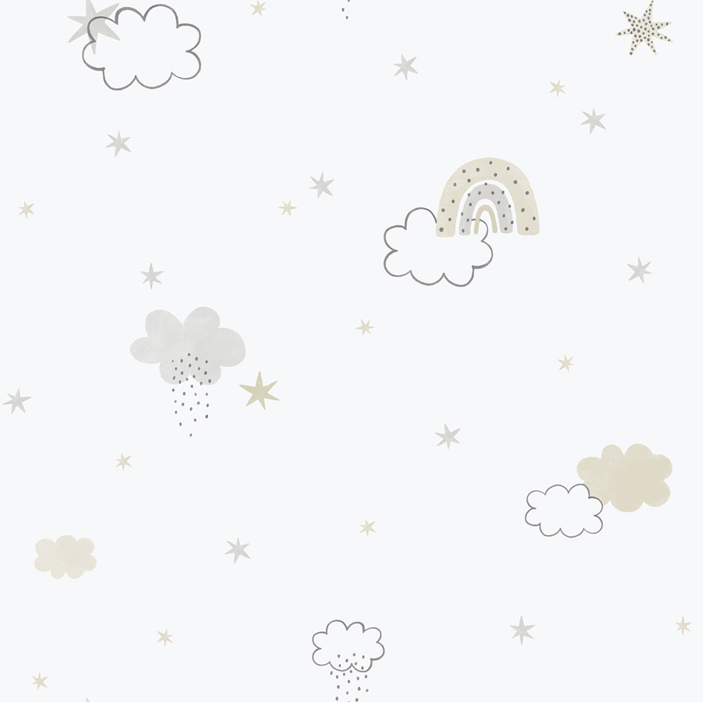 Children's non-woven wallpaper, gray-beige, clouds, 288-3, Enzo,  ICH Wallcoverings