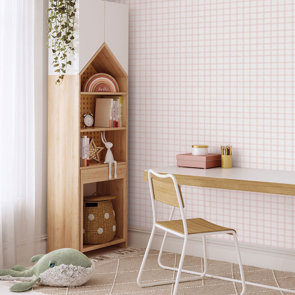 Geometric non-woven wallpaper, pink, checkered, 290-1, Enzo,  ICH Wallcoverings