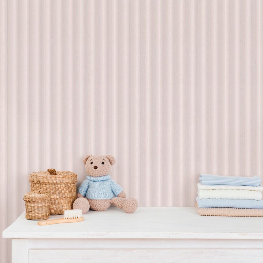Non-woven wallpaper, pink-white, stripes, 292-1, Enzo,  ICH Wallcoverings